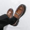 Men Loafer Dress Elevator Shoes Height Increase Brown Leather Thick Sole Platform Shoes Plus Size