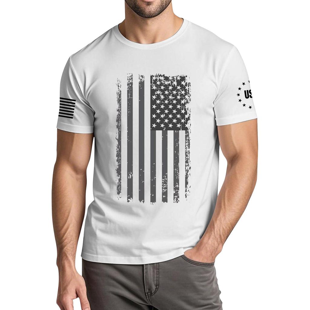 Мужская модная повседневная футболка с круглым вырезом и коротким рукавом с принтом «День независимости»