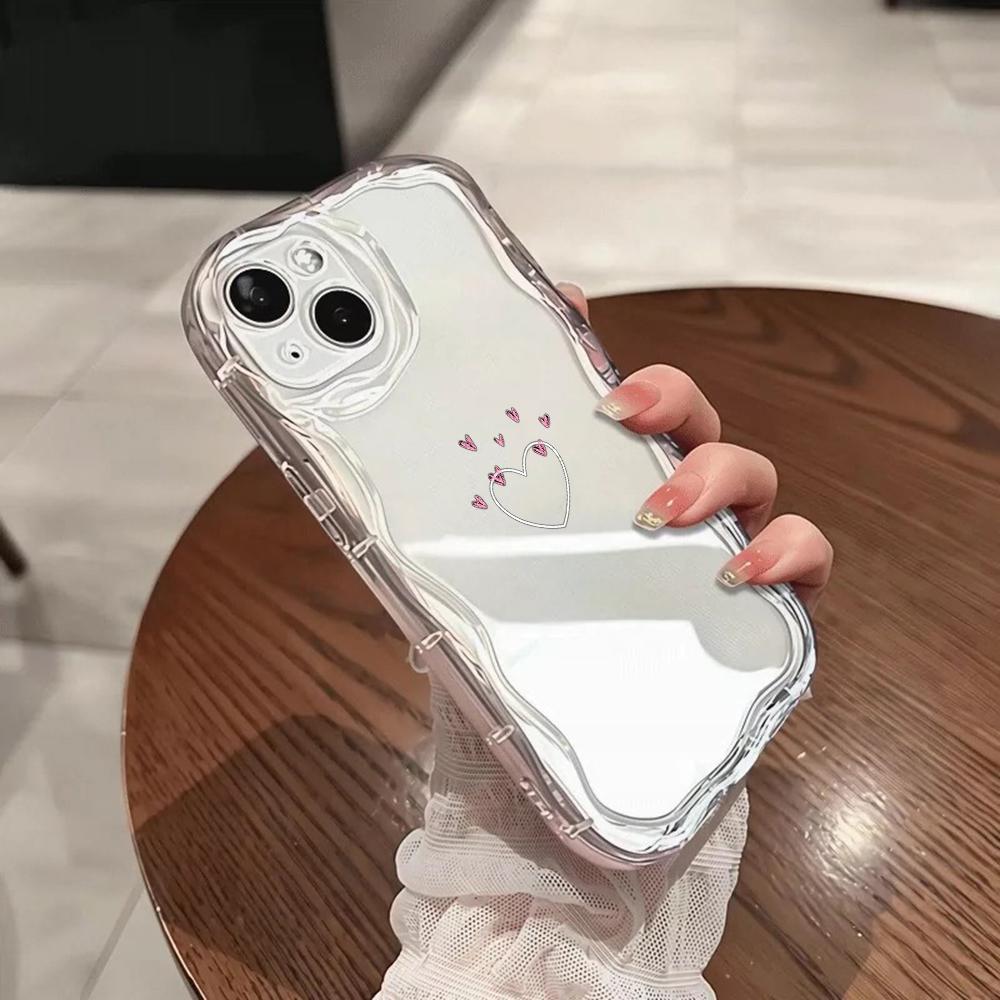 Мягкие волнистые чехлы для телефонов N83 Heart and Leaf art для Samsung A54 A34 A13 A14 S23 S24 Ultra Xiaomi Redmi Note 13 12C Realme Infinix, защитный бампер