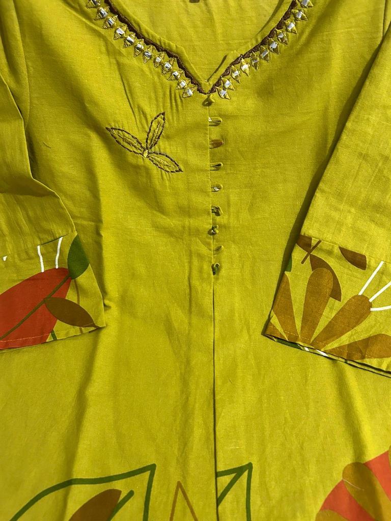 Индийский женский дизайнерский хлопковый стрейч-комплект курта-брюки, праздничный наряд, топ-туника-курты-платье