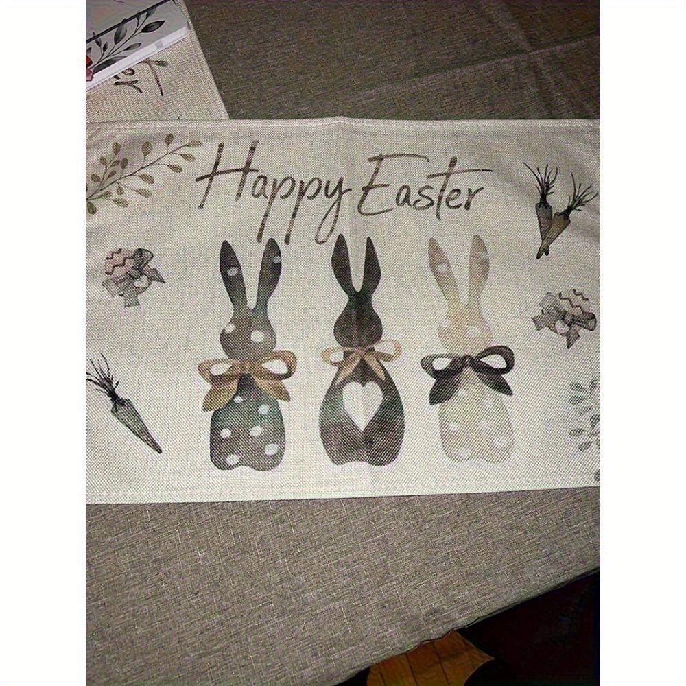 Счастливой Пасхи Зайчик Подставки Под Тарелки Гном Кролик Мешковина Дорожка На Стол Весенняя Пасхальная Вечеринка Украшение Стола Многоразовая Дорожка На Стол