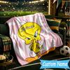 1PC Custom Name Cute Tweety-Bird Artwork Throws Blanket Flannel Blankets for Couch Bed Gifts for Men Women Travel Picnic Christmas fan Gifts