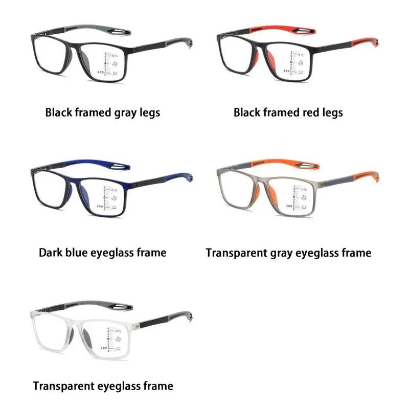 Multifocal Progressive Reading Glasses Women Men TR90 Frame Anti Blue Light Sports Bifocal Presbyopia Eyeglasses With Diopter