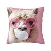 Funny Alpaca Giraffe Blowing Bubbles Linen Pillowcase Cushion Comfort Throw Pillow Sofa Cushions Used for Home Living Room