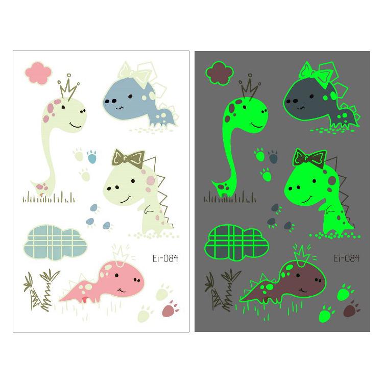 Glow-in-the-Dark Dinosaur Temporary Tattoo Stickers for Kids