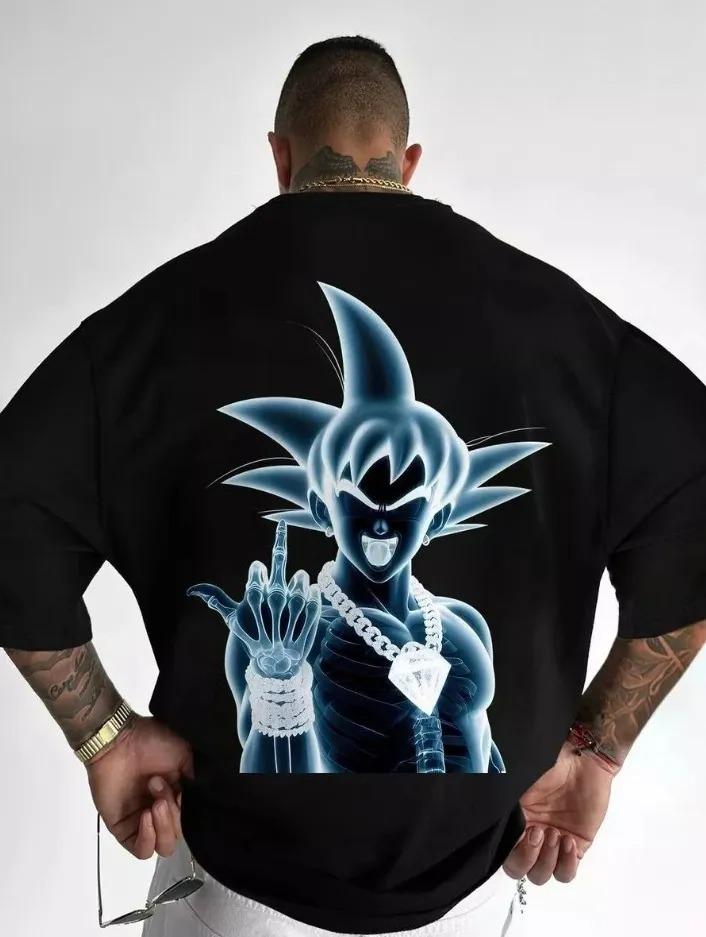 Футболка с принтом Dragon Ball Streetwear 100% Хлопок Короткий рукав Оверсайз Футболка Мужская Женская Свободная Одежда Harajuku Y2k Топ