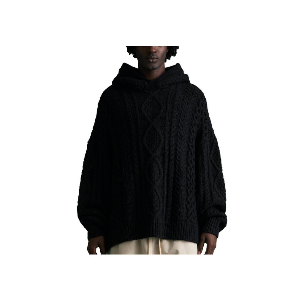 Fear of God Толстовка с капюшоном Essentials Cable Knit, темно-черные мужские топы 192BT234390F