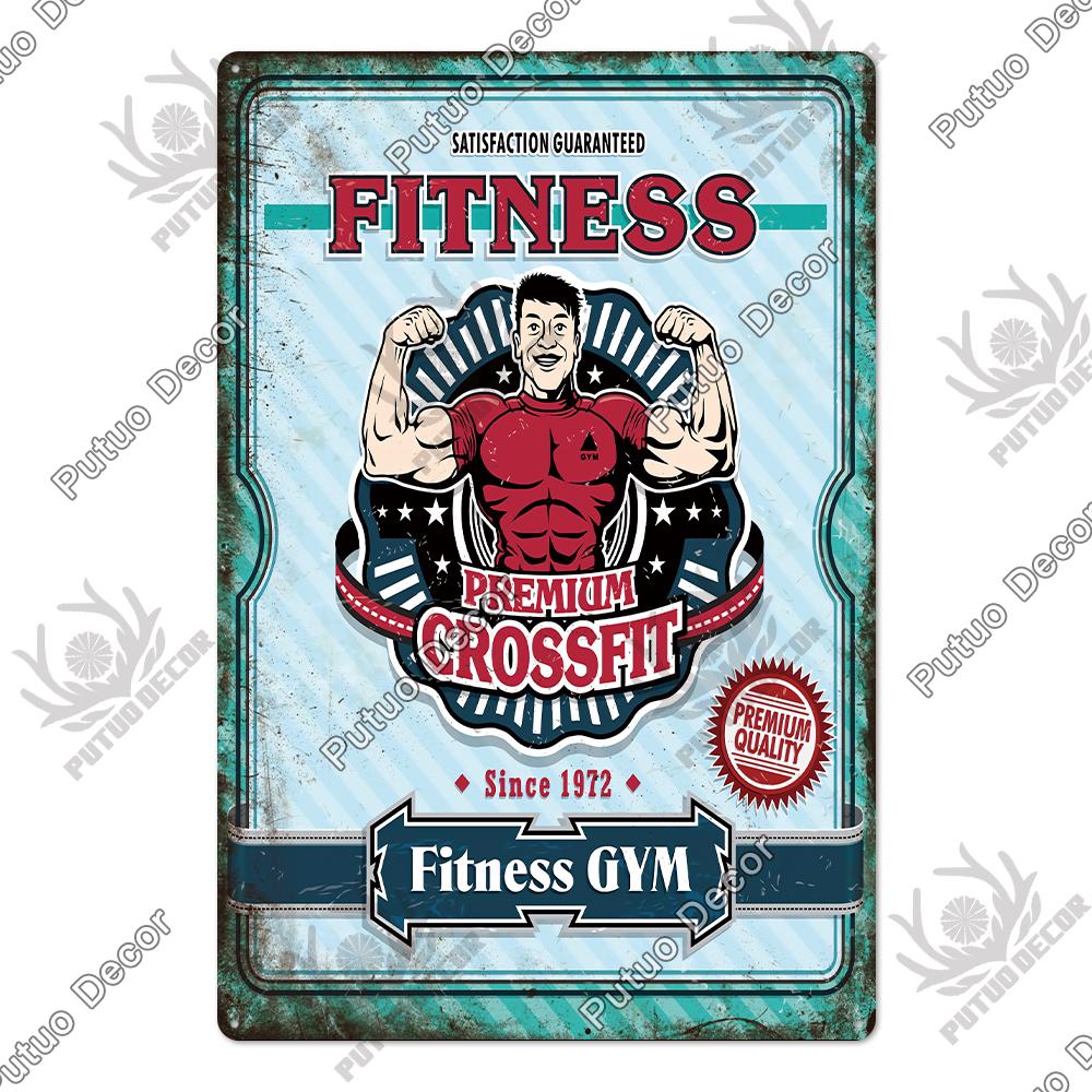Mfoever Tin Sign Decor Gym Vintage Tin Signs Plaque Metal Plates Retro Posters Work Out Wall Art Decorative for Home Man Cave Gym Room