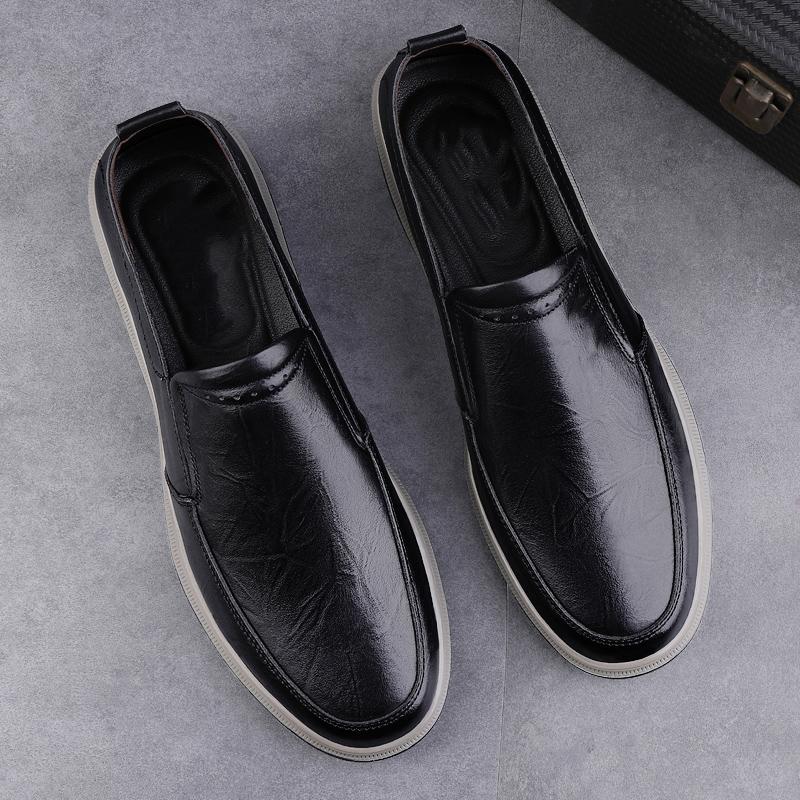 Best Seller Mens Comfortable Slip-on Genuine Leather Loafers Casual Shoes Soft Lining Rubber Outsole for Business Office Wedding