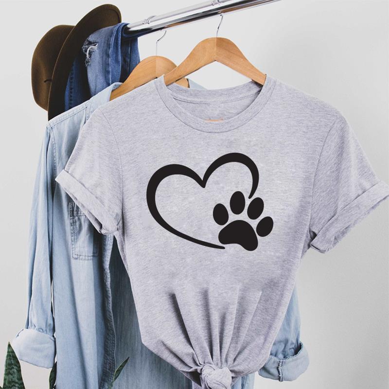 Lovely Cat Dog Pet Tee Top Fashion T Shirt 90s Style Clothing Casual Short Sleeve Women Print Lady Female Graphic T-shirt