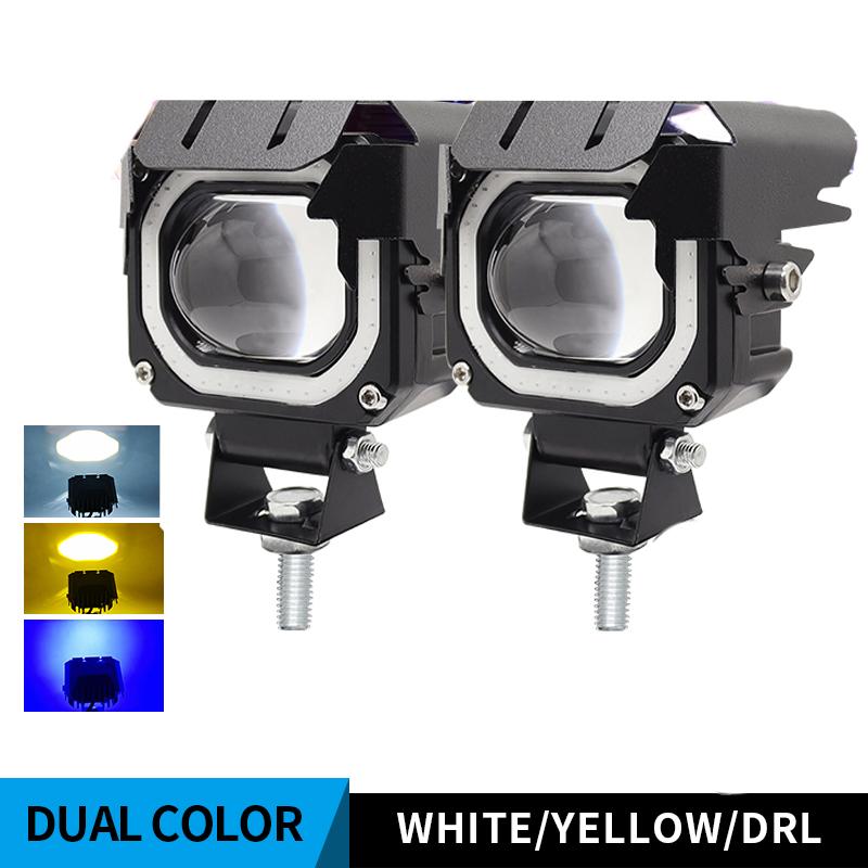 1/2pcs Motorcycle Driving LED Fog Lights 3 Modes Headlight Spotlight Universal Fit for Motorcycle Car Van Camper Pickup Off-road ATV UTV