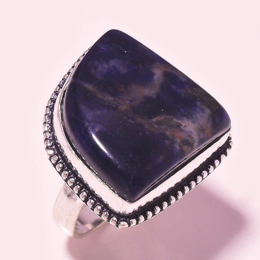Sodalite Gemstone Handmade Latest Design Antique Gift Jewelry Ring 8.25" H3b73