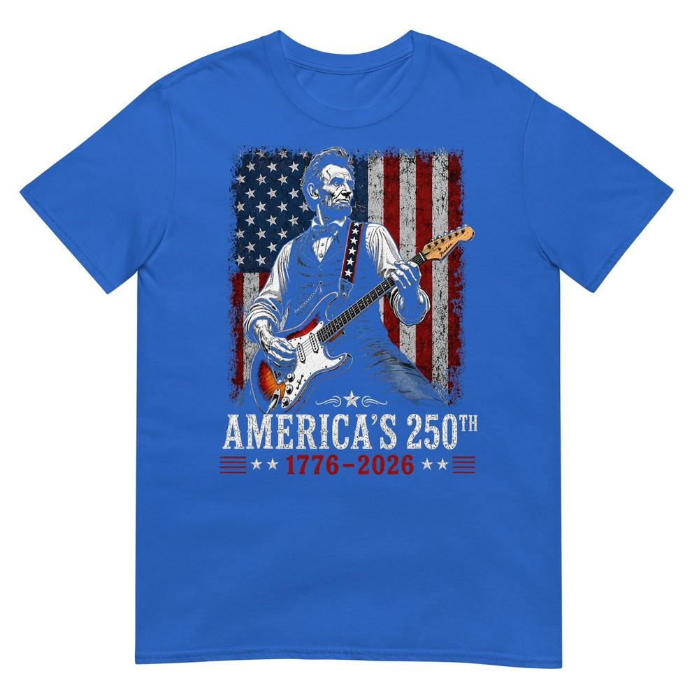 Abraham Lincoln Playing Guitar 4th Of July 250th Anniversary Tshirt