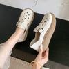 Retro Hollow Soft Leather Sandals Women's Summer Two Wear Hole Shoes Casual Single Shoes