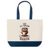Sac Shopping - PLANETEE - Lilya - Fond Bleu - Motif Chouette - Coton 40 X 45 Cm