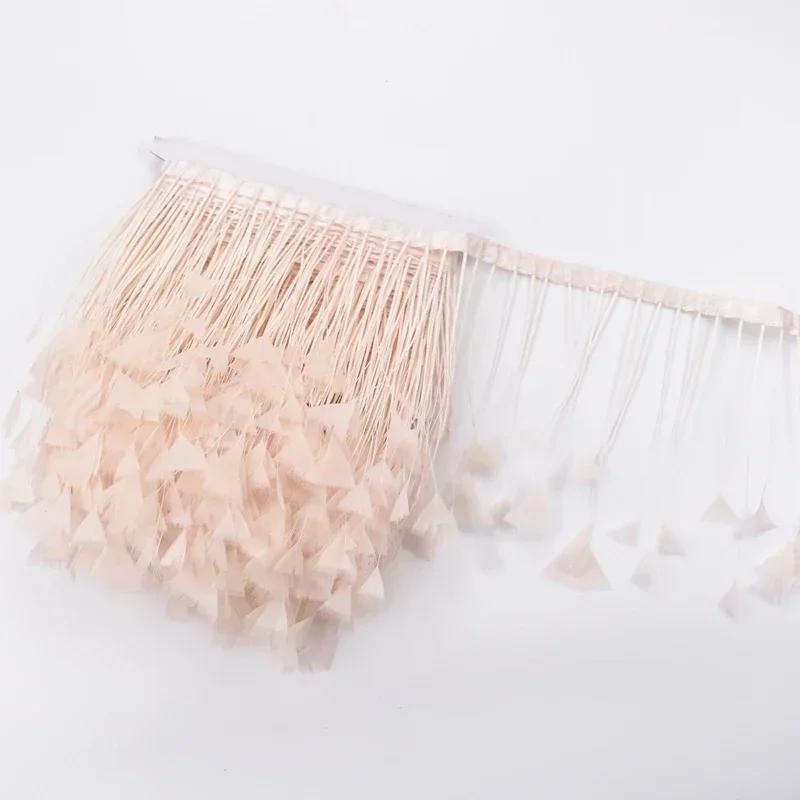 2Meters Colored Turkey Feathers On Tape Tassel Fringe Trim Decoration White Black Ribbon Sewing Dress Flecos Handicrafts Decor