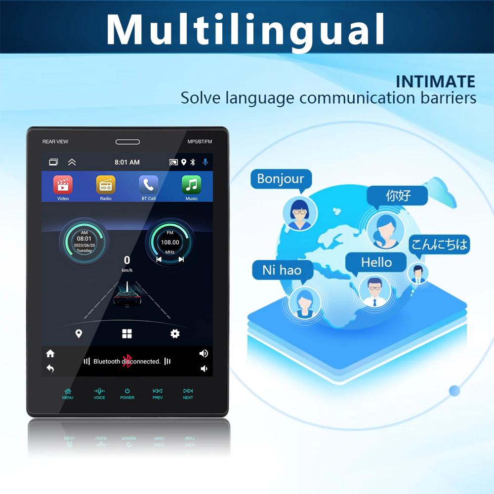 1Din GPS автомобильный стерео радиоприемник с экраном 9,5 дюйма, автомобильный MP5-плеер с Bluetooth, WIFI, GPS, FM-радиоприемником, поддержкой задней камеры