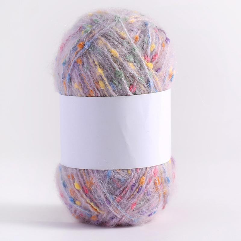 1 Roll DIY Knitting Crochet Rainbow Color Mohair Yarn 50g/ball Hand-woven Dot Comfortable
