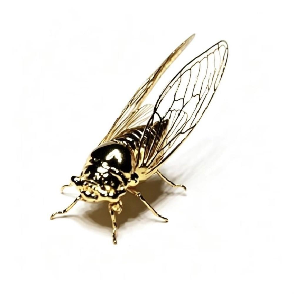 Exquisite Zinc Zinc Alloy Animal Statue Mini Vintage Insect Sculpture Creative Cicada Figurine Tea Ceremony