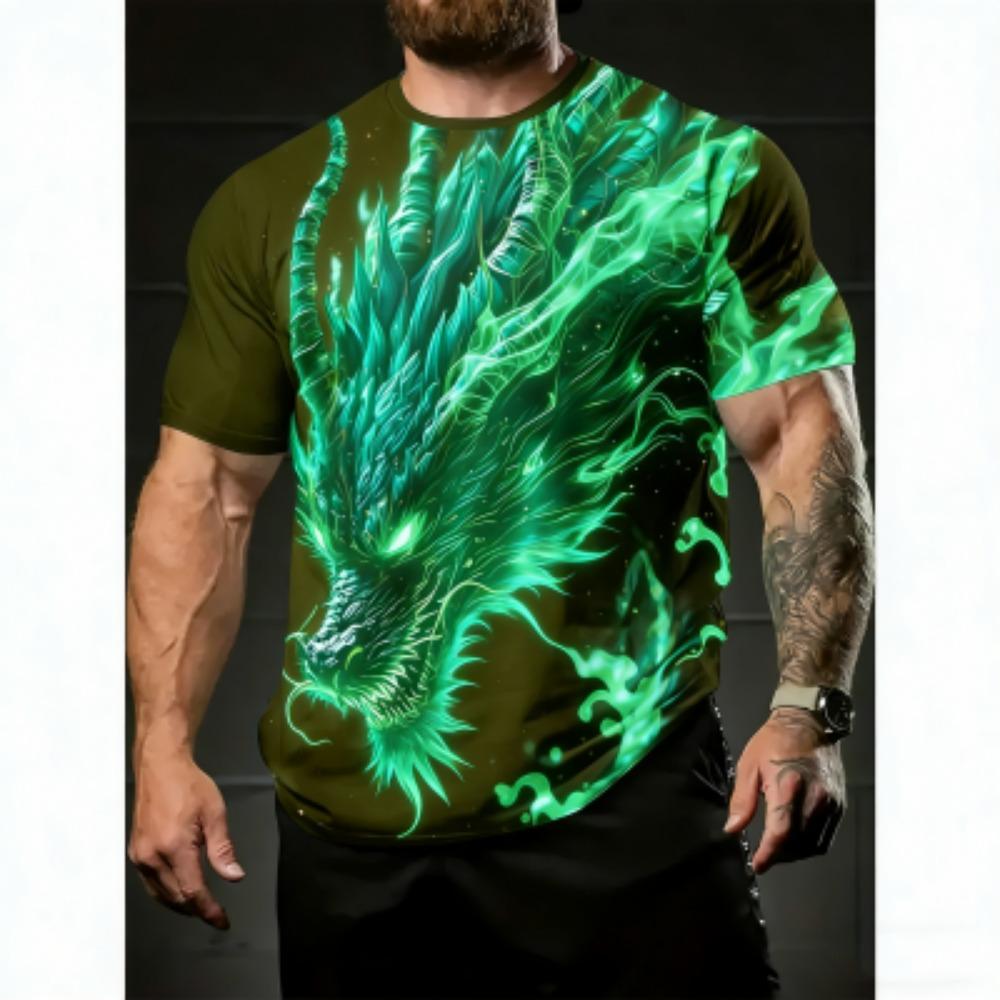 Summer Men's T-Shirt Dragon 3D Print Tees Top Hip Hop Loose Short Sleeve Streetwear Vintage Oversized Women T-shirt