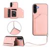 For Samsung Galaxy A36 5G Case Card Holder Kickstand Skin-Touch Phone Cover with Wrist Strap