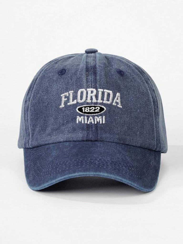 Джинсовая бейсболка с вышивкой «Florida 1822 Miami» Регулируемая уличная шляпа от солнца