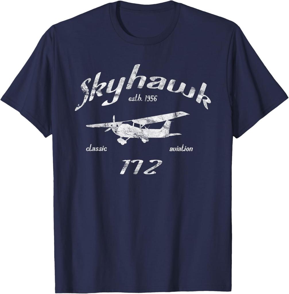 172 Skyhawk Airplane Classic Vintage Aviation Private Pilot TShirt 100 Cotton ONeck Short Sleeve Summer Casual Unisexs Tshirt