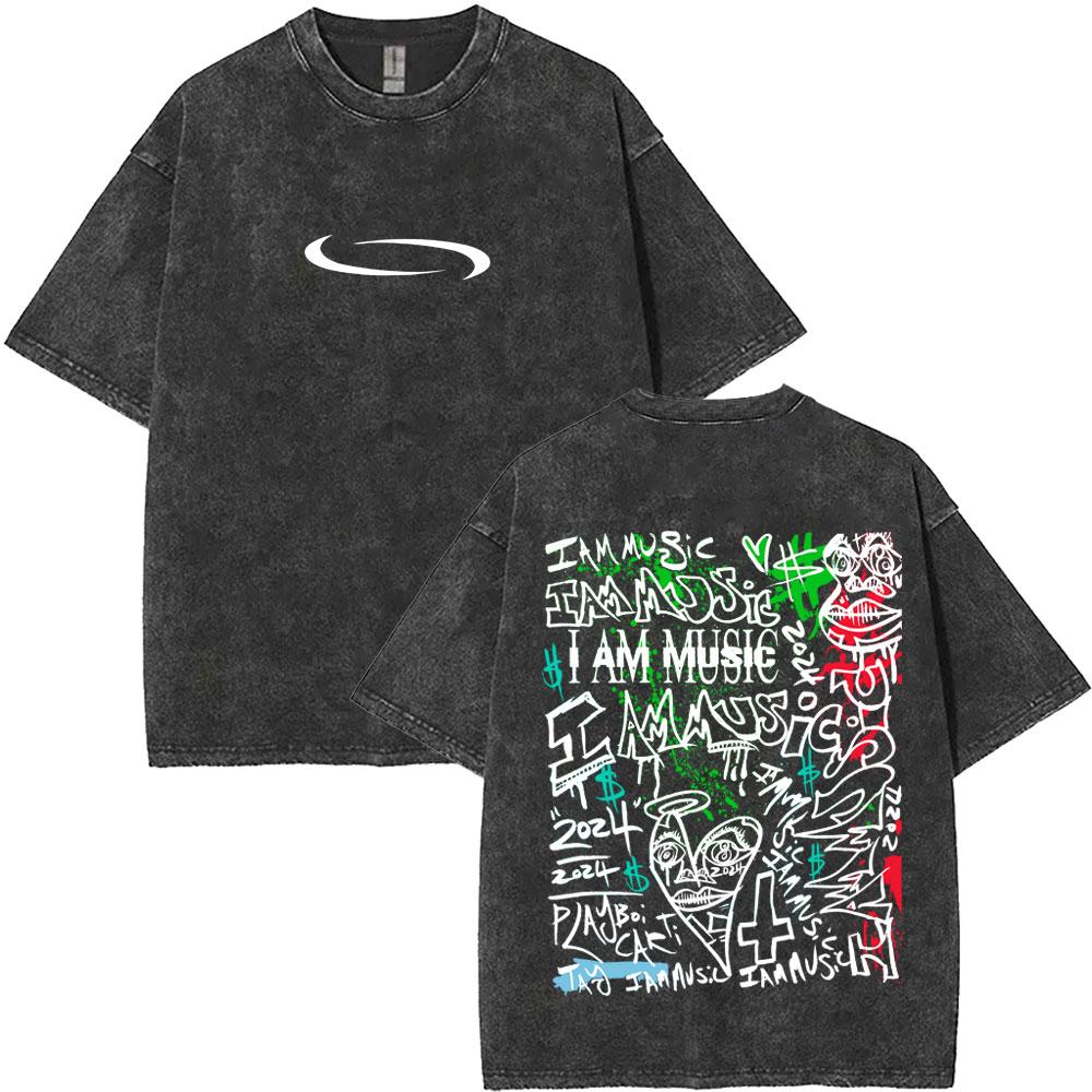 Vintage Washed Playboi Carti I AM MUSIC Album Merch Tshirt Men Women Hip Hop Fashion Oversized Tshirts Opium Rap T Shirts
