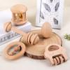 Paint-Free Beech Baby Rattle Toy Rattle Can Bite Newborn Babies 0-1 Years Old Wooden Toy Gift Box