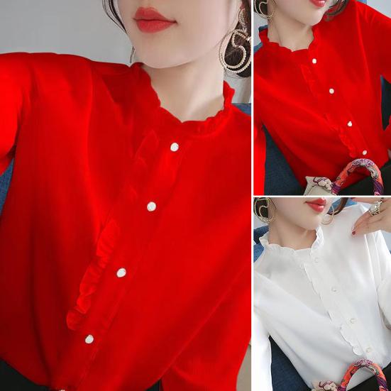 Модная женская рубашка Популярная однобортная Удобная женская рубашка Рубашка большого размера Уличная женская блузка