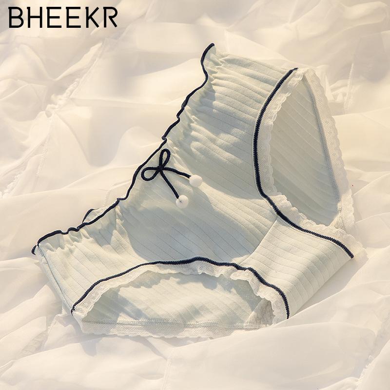 5pcs/set Hairball Bow Simple Girl Cotton Crotch Panties Female Mid-waist Sweet Student Briefs