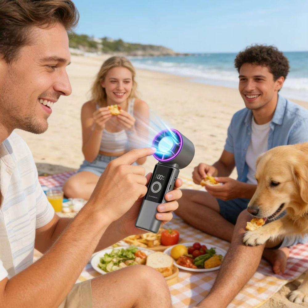 Ice Compress Cool Mini Electric Fan Digital Display Powerful Turbos Fan Outdoor Use