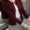 Women's Slim Fit Round Neck Knitted Cardigan - Versatile Short Sweater for Spring & Autumn