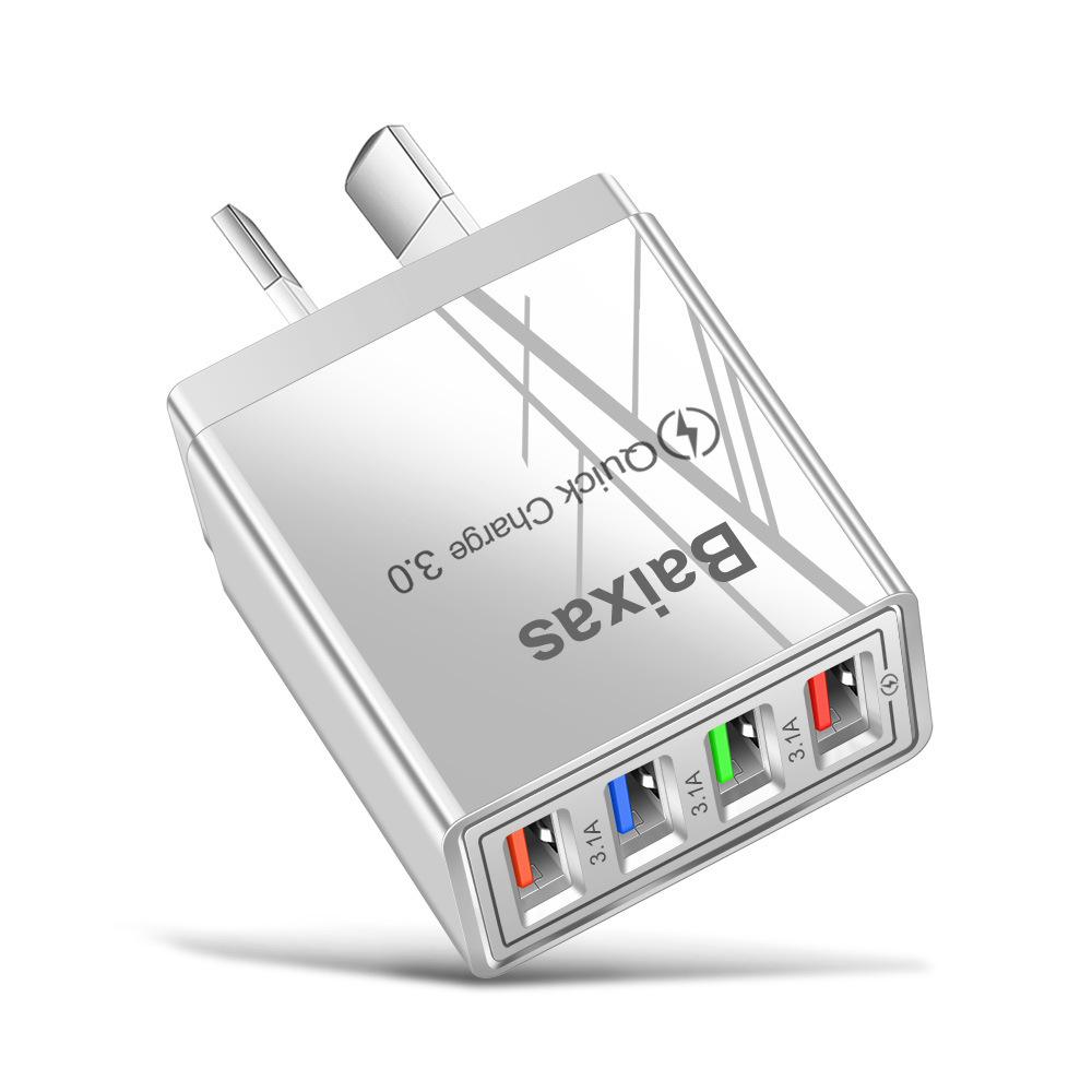 4-портовое USB-зарядное устройство для мобильных телефонов и планшетов, дорожное, стандарт США и ЕС, 3А