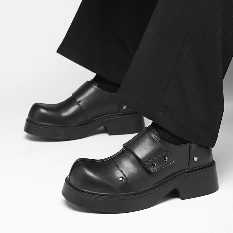 2026 Spring New Designer Derby Shoes Men Black Fashion Casual Work Platform Shoes Male Black Low Top Japanese Leather Shoes Man