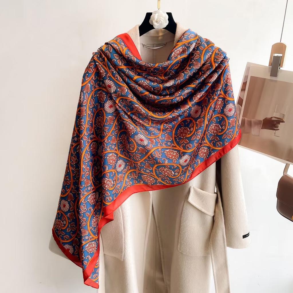 Hangzhou Silk Silk Scarf Autumn and Winter Shawl Two-purpose Thin Style Versatile Fashion New High-end High-end Exterior Matching