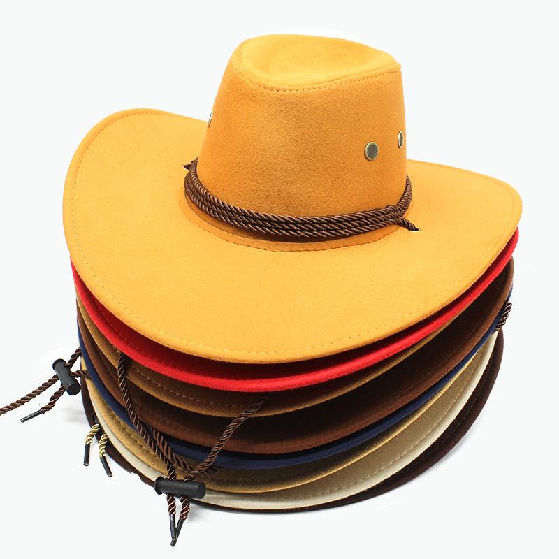 Men S Suede Western Style Wide Brim Outdoor Sun Hat