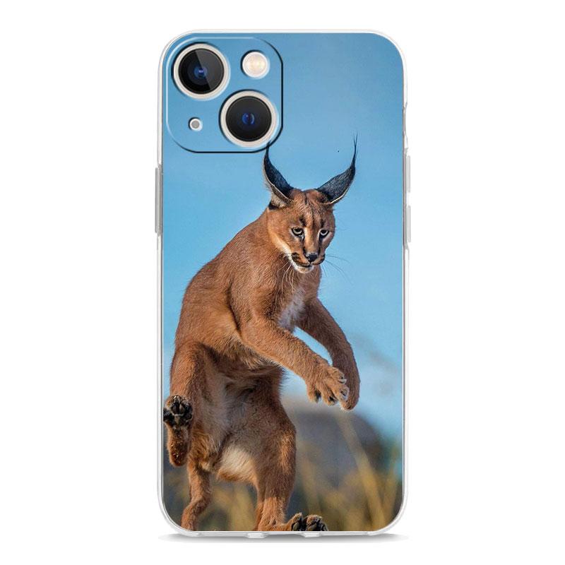 Чехол для телефона iPhone 17 Air Cases iPhone 16 15 12 13 14 Pro Max SE 7 8 Plus iPhone11 Прозрачный чехол Африканская рысь Каракал