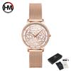 Women Rhinestones Watches Fashion White Flower 3D Engraving Dial Face Japan Mov't Waterproof Top Luxury Brand Ladies Watches