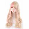 RyuuCos Lolita Wig Long Hair Curly Bangs Gold Pink Wig Cosplay Milk Gold Pink Highlights Natural Harajuku Cosplay Heat Resistant Disguise Costume Gift
