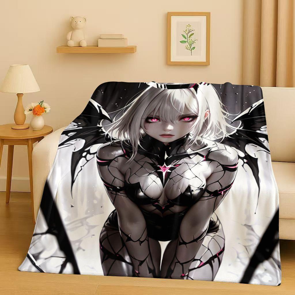 26 Style Gothic Dark Sexy Girls Cartoon Anime Characters Flannel Blanket,Soft Plush Throw for Home Bedroom Bed Sofa Cover Trave