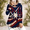 Womens Plus Size Long Sleeve Casual Top Featuring Metal Neck Ring Embellishment