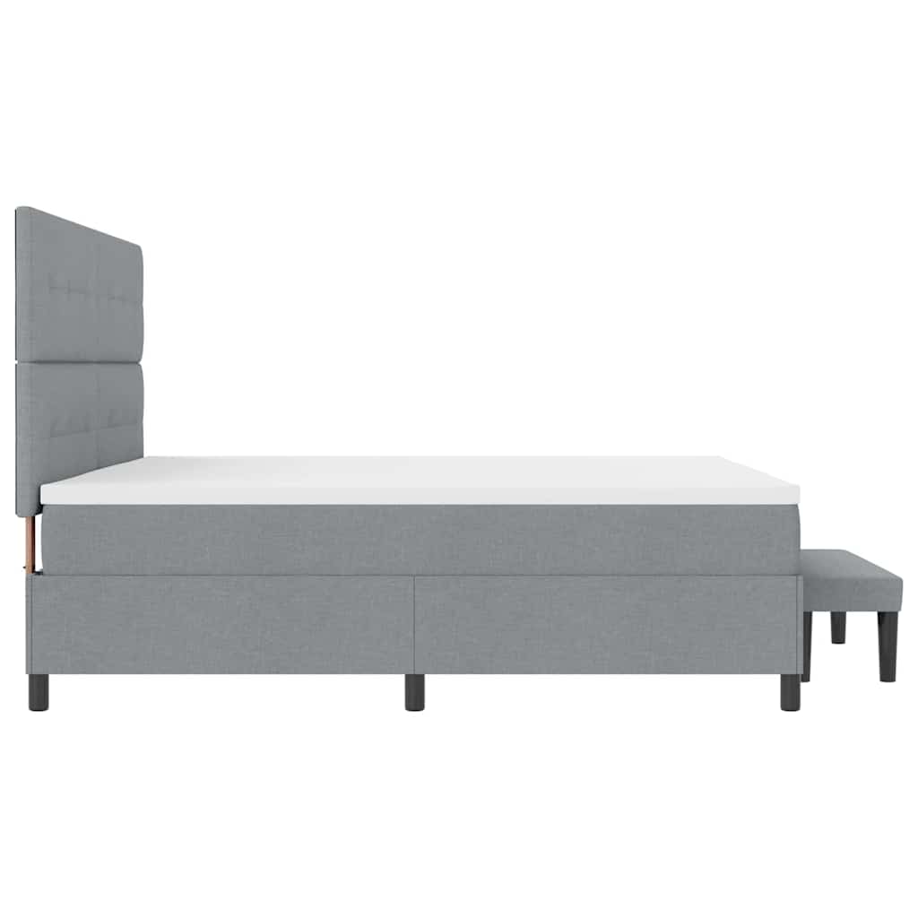 Box Spring Bed with Headboard Light Grey 200 x 200 cm Fabric