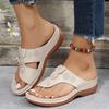 Summer Beach Platform Flip Flops for Women Outdoor Lightweight Non Slip Casual Sandals Woman Pu Leather Clip Toe Wedge Slippers