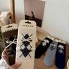 Ladies Autumn Winter Thickened Warm Lingle Bow Preppy Wool Pile Pile Socks