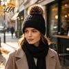 Stylish Winter Accessories for Women Knitted Hat Women, Cold Weather Fleece Lined with Pom Warm Knit Caps Daily Wear Pom, Chunky Snow Hat, Soft Ribbed