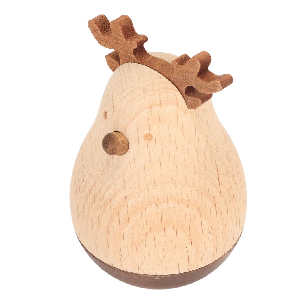 Deer Wobbler Cute Exquisite Sturdy Durable Wood Decorative Eye Catching Roly Poly Toy for Kids Home