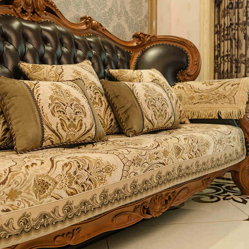 European Style Sofa Cover Luxurious Anti Slip Chenille Jacquard Fabric Sofa Cushion Living Room Decoration Slipcover Home Decor