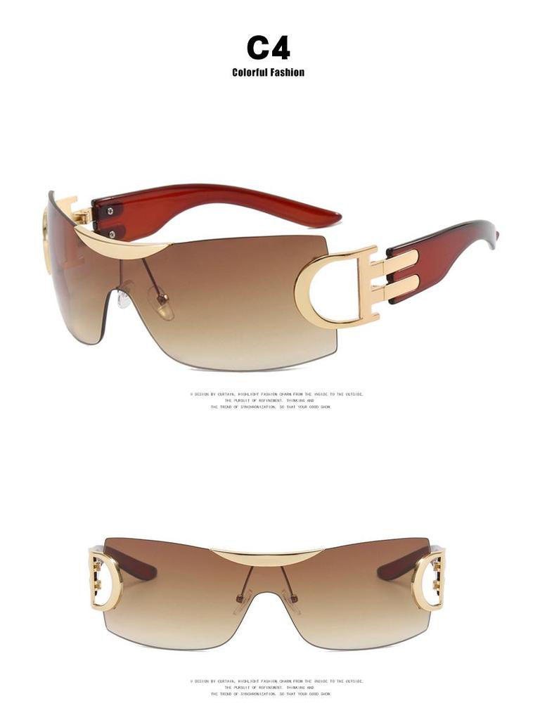 Большие безободковые солнцезащитные очки Y2K 2022 - Футуристичный спортивный дизайн