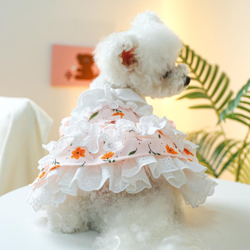 Dog Dress for Small Dogs Floral Girl Puppy Dress Breathable Cute Princess Doggie Dresses Spring Summer Pet Cat Clothes